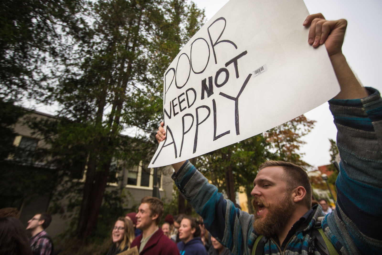Rob Morton, founder of The Party Calendar, at a protest against tuition hikes on campus in fall 2014.