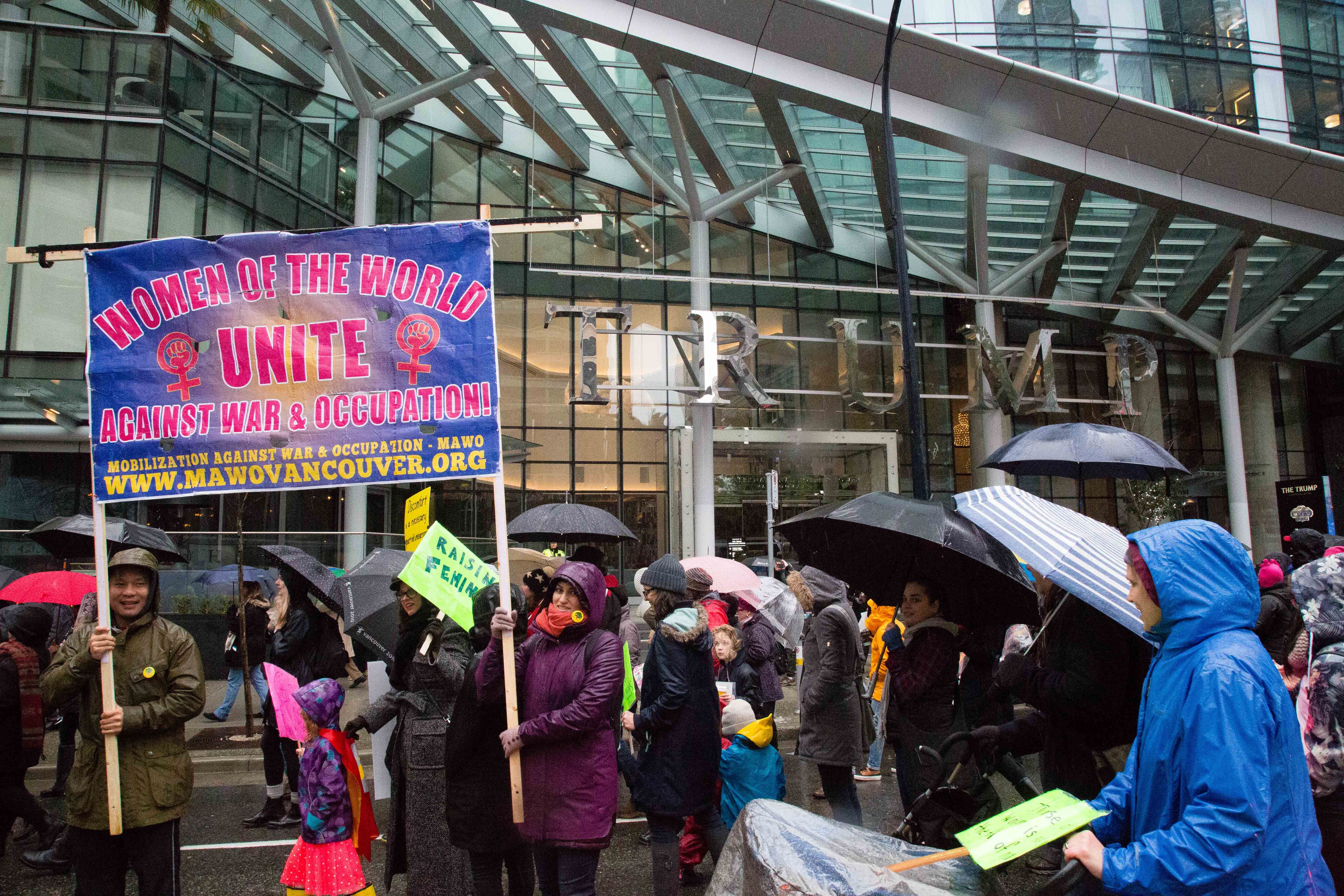 The march's route took demonstrators by Trump Tower on Georgia Street.