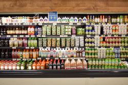 Fridge groceries juice and dressing